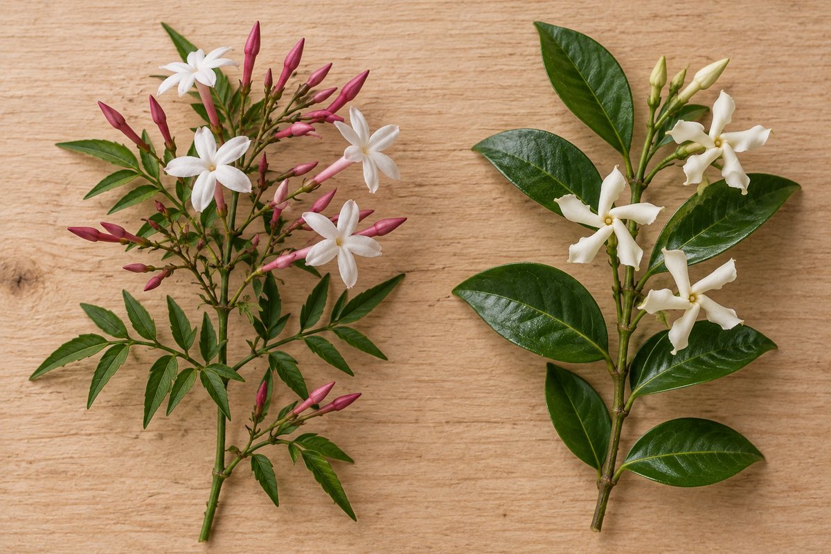 Tiges de jasmin polyanthum à boutons roses et de jasmin étoilé à fleurs en hélice